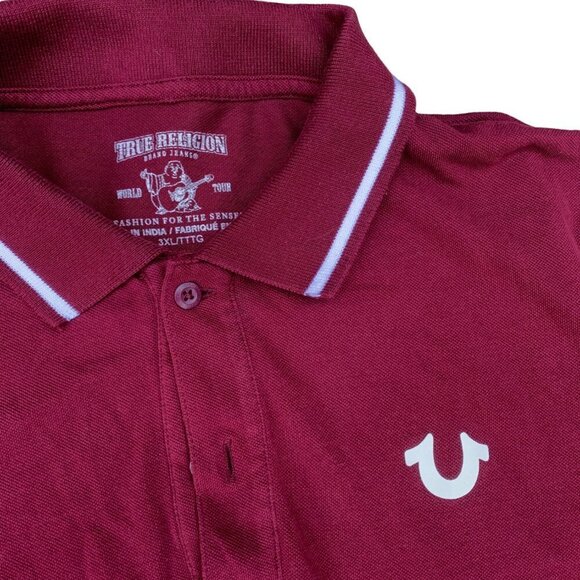 VINTAGE True Religion Shirt XXXL Polo Red - Picture 3 of 7